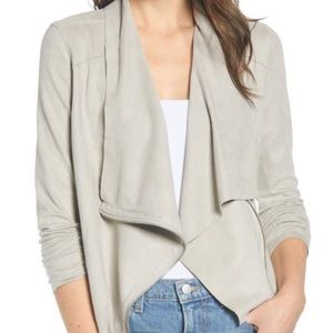 Blank nyc new taupe drape front jacket